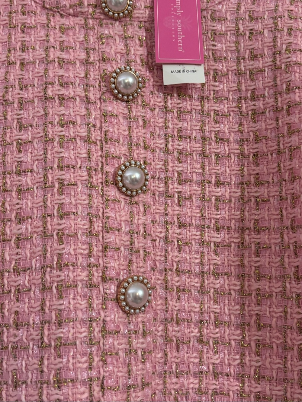 Simply Southern Pink Tweed Mini Dress with Scalloped Hem L XL - Picture 5 of 13